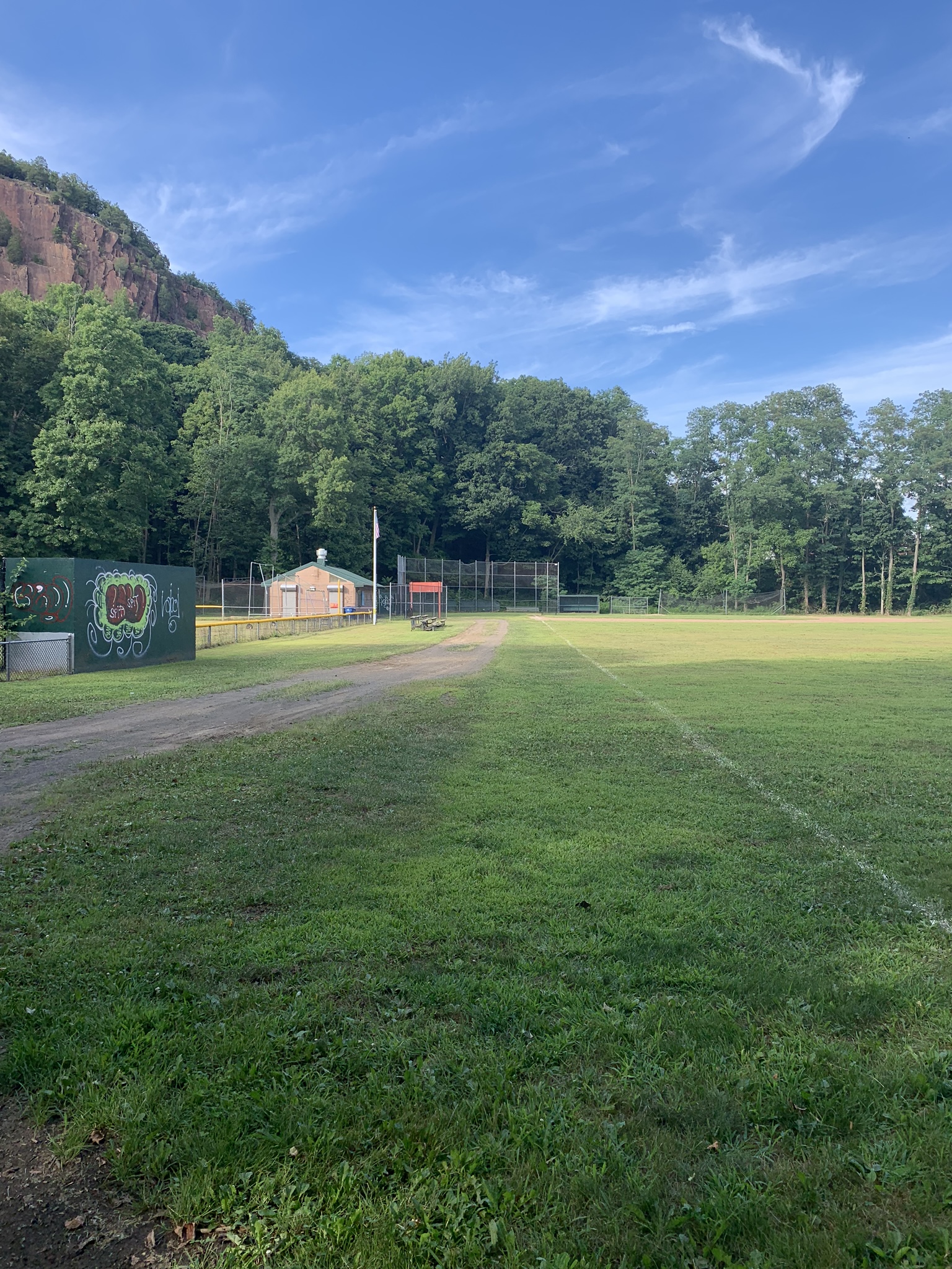 Behind baseball field