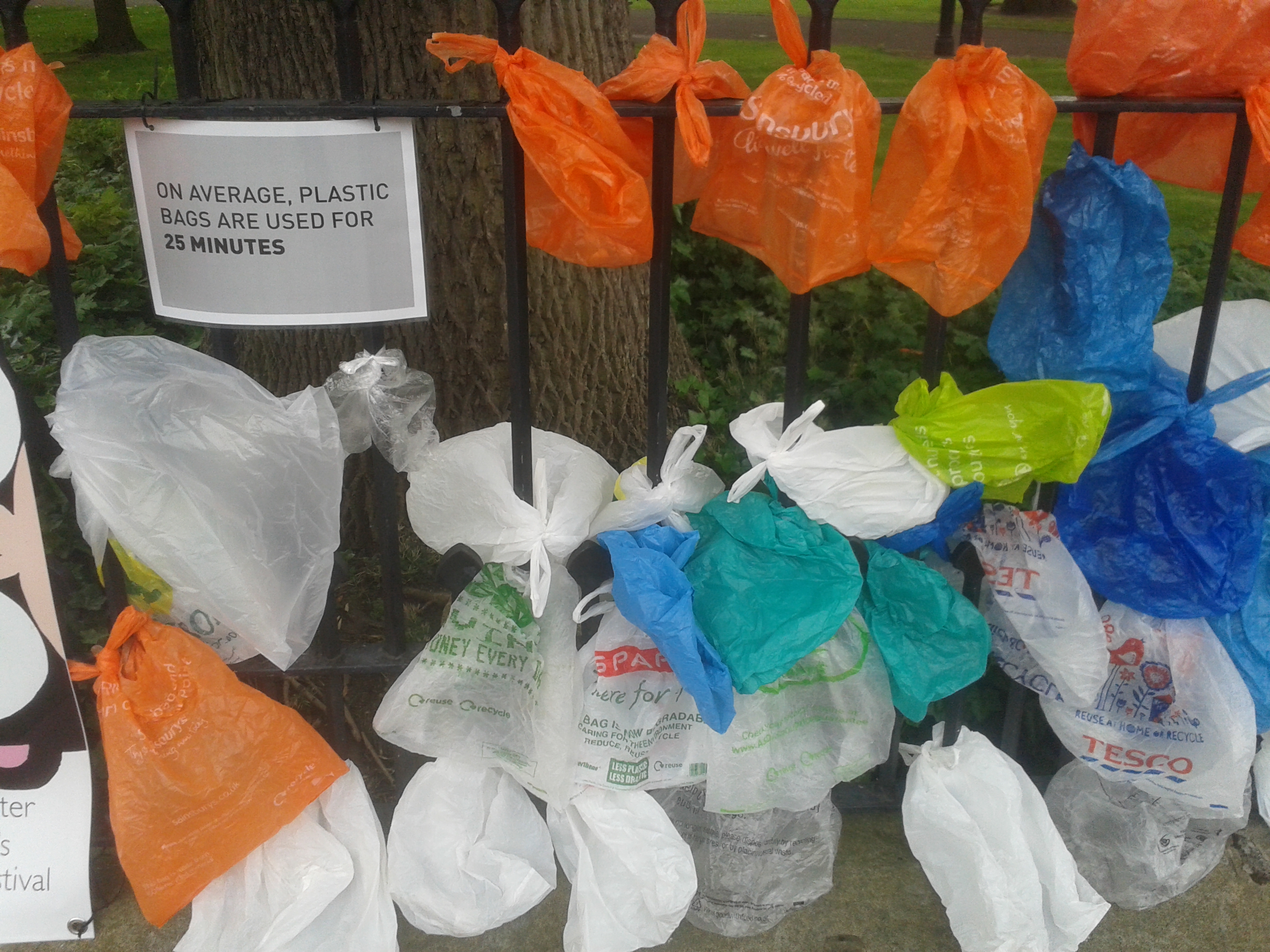 Platic bags are used on average for 25 minutes