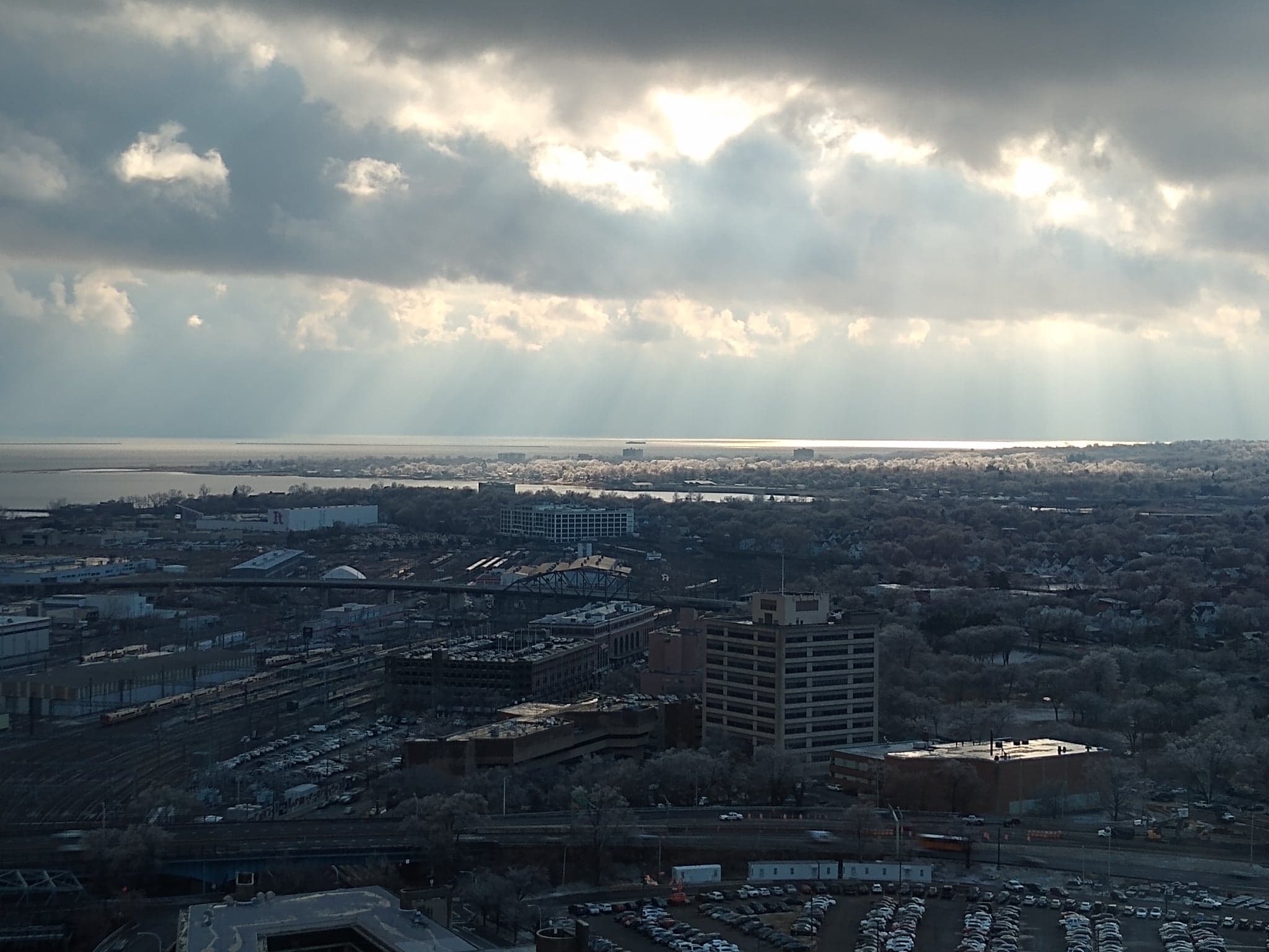 City from Above on Cloudy Day