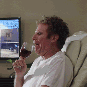 Will Ferrell spilling wine on himself while crying