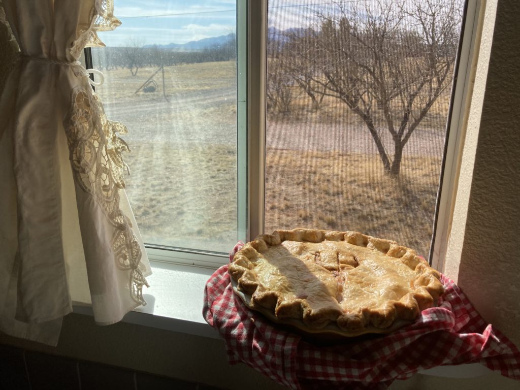 Pie cooling on window sill
